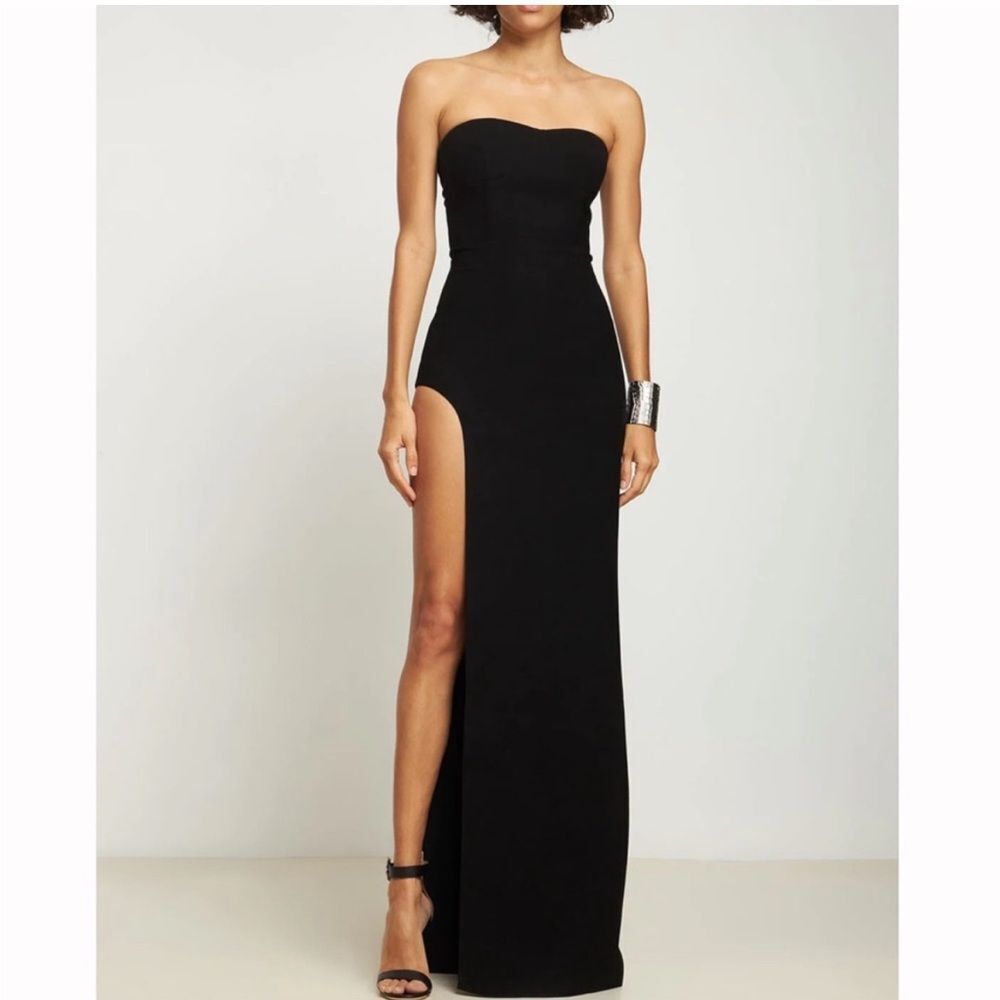 NWT Mônot | Black Strapless Crepe Tube Dress 6‎